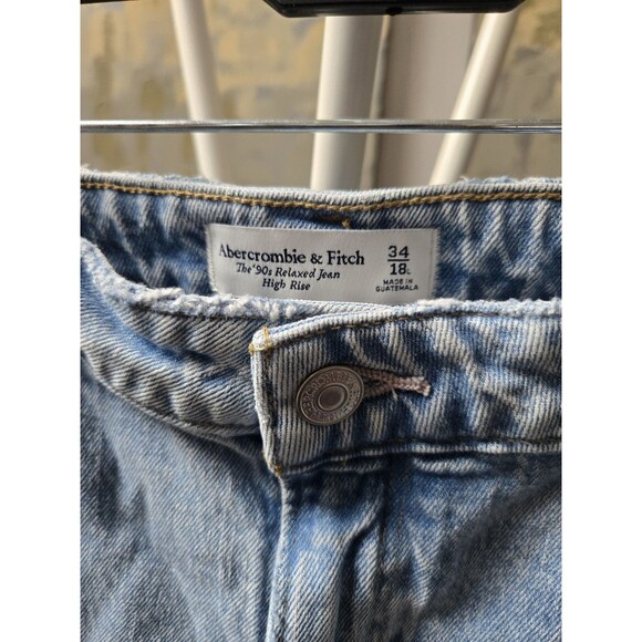 New Abercrombie Fitch Jeans  34/18L  Distressed 90s Relaxed High Rise Curve Love - Picture 4 of 12